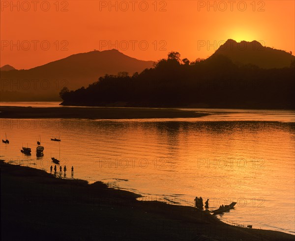 Banks of the Mekong River at sunset