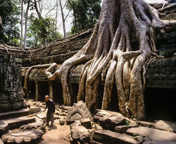 Man in the side courtyard in the interior