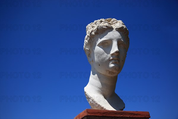 Bust of Apollo in the ruins of the ancient city of Butrint