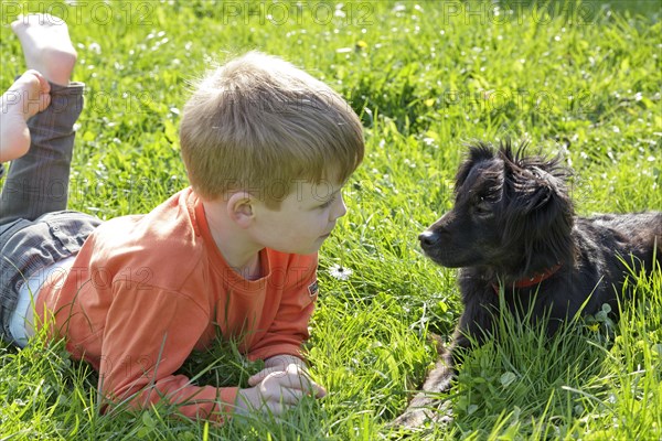 Little boy with his dog