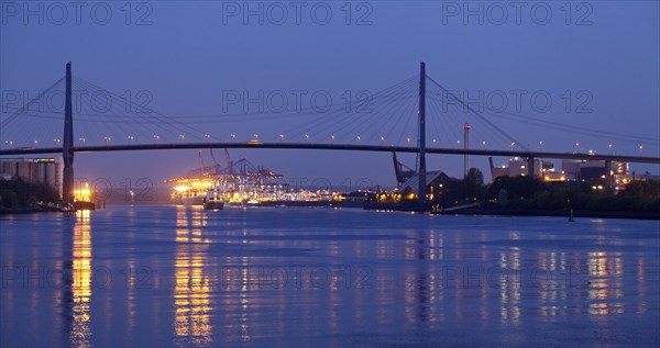 Koehlbrandbruecke bridge in the evening light