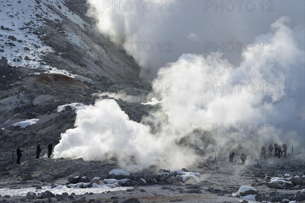 Tourists at the fumaroles