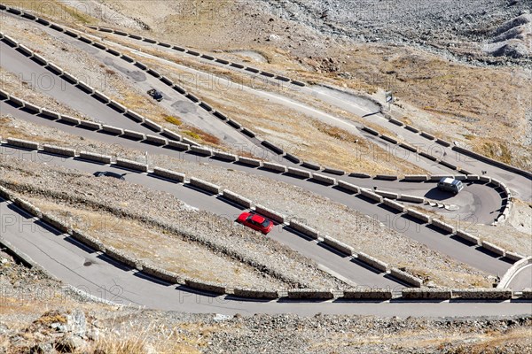 Alpine pass road to Stelvio Pass