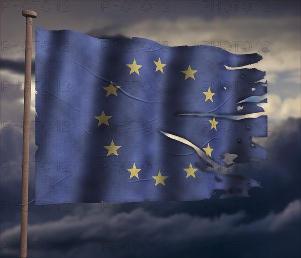 Tattered EU flag