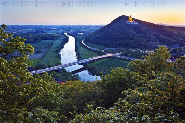 View from the viewpoint Porta-Kanzel to the Kaiser Wilhelm Monument at dusk