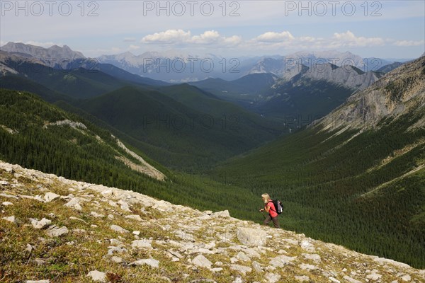 Female hiker in the Rocky Mountains