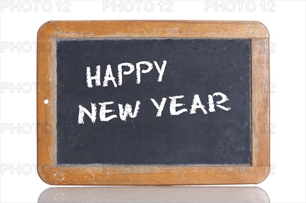 Old school blackboard with the words HAPPY NEW YEAR