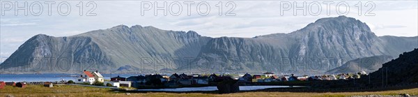 Mountain landscape near the city of Eggum on the North Sea