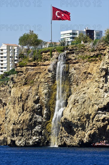 Coast at Antalya with building complexes and swimming areas