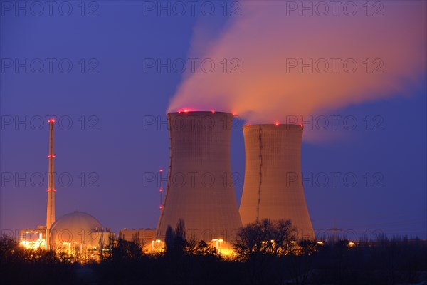 Grafenrheinfeld Nuclear Power Plant at night
