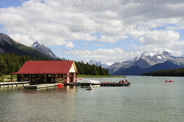 Boathouse on Maligne Lake