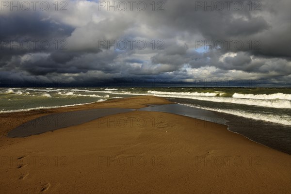 Storm and dark rain clouds over the southernmost point of Canada on Lake Erie