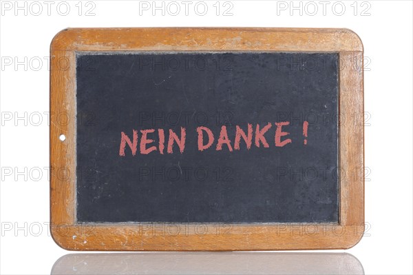 Old school blackboard with the words NEIN DANKE!
