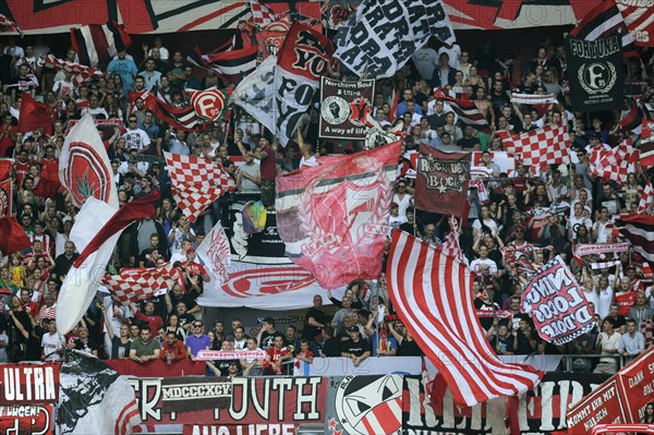 Fan block of Fortuna Ultras in Duesseldorf's ESPRIT arena