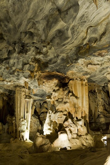 Stalactites and stalagmites in Van Zyl's Hall inside the Cango Caves