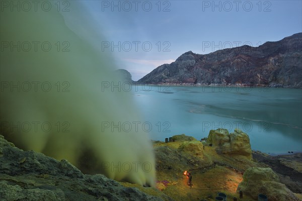 Sulfur mining at Ijen Volcano