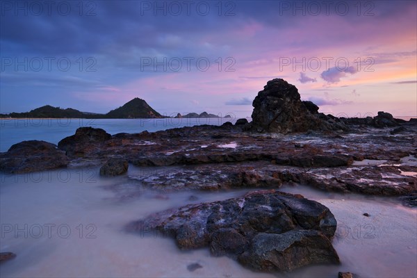 Coastal landscape after sunset