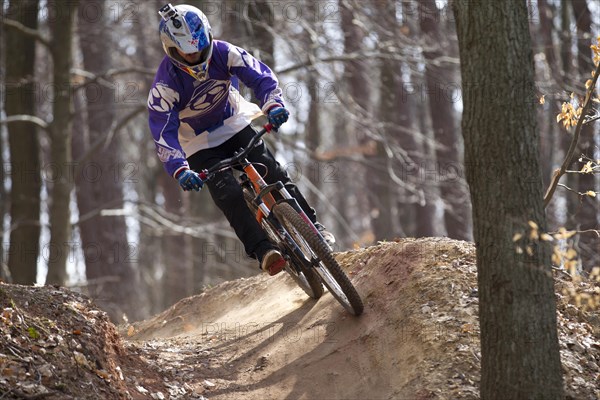 Downhill mountain biker