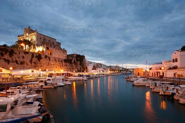 City hall and harbour at dusk