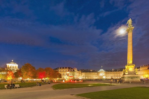 New Castle and Jubilee Column during the event 'S-City leuchtet'