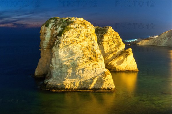 Evening mood at El Rawsheh Rock or Pigeon Rocks