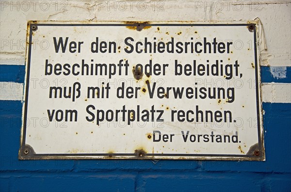 Sign at the entrance of a sports field