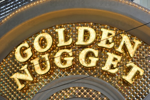 Neon signage of the Golden Nugget Gambling Hotel and Casino
