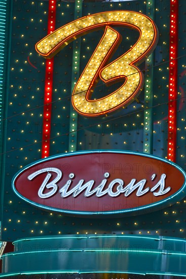 Neon signage of Binion's Horseshoe Gambling Hotel and Casino