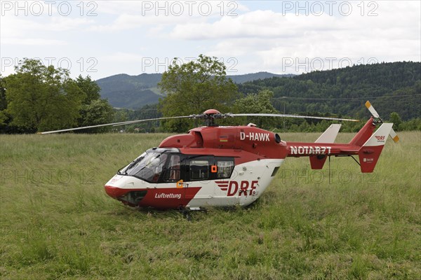 Rescue helicopter in action after a serious accident