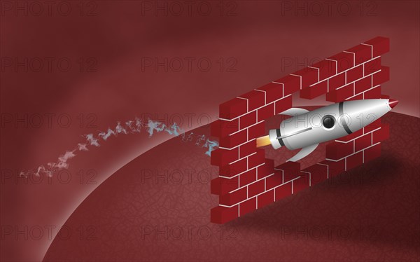 Rocket breaking through a wall