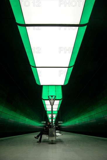 Light installation in the subway station "HafenCity University" of the Hamburg underground line U4