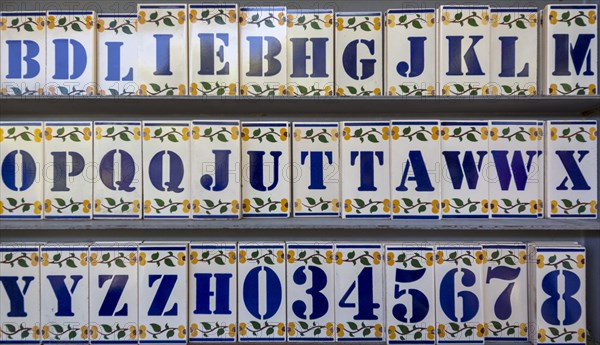 Letters and numbers on tiles