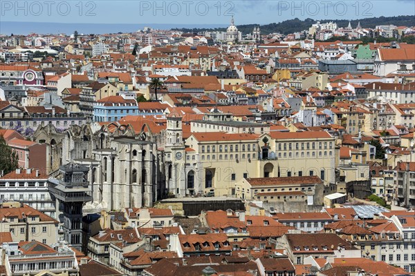 View from Castelo de São Jorge castle over the historic city centre of Lisbon