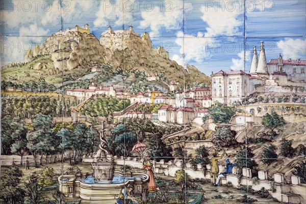 Azulejos tile image of the Castelo dos Mouros