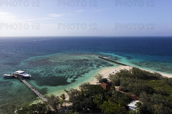 View from the lighthouse on Amédée Island over the reef of the island and the largest lagoon in the world