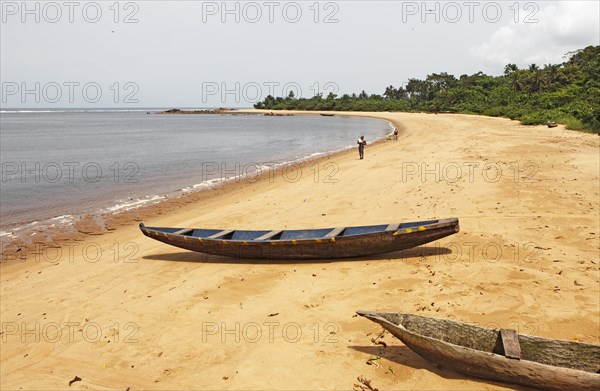 Fishing boats or pirogues on the beach