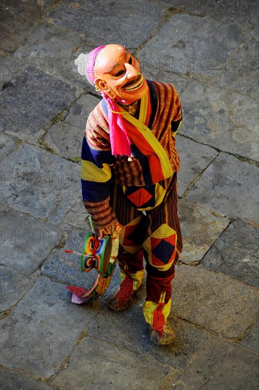 Performing artist at a monastery festival in Jakar Dzong fortress