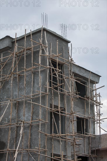 Scaffolding on a construction site