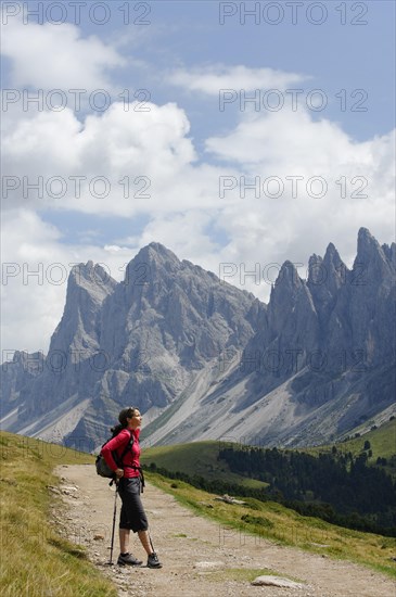 Hiker standing on the Raschoetz alp