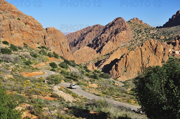 Car travelling on a mountain road