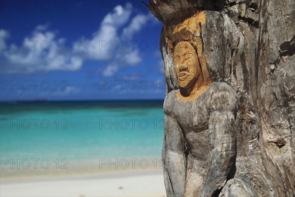 Sculpture carved into tree trunk