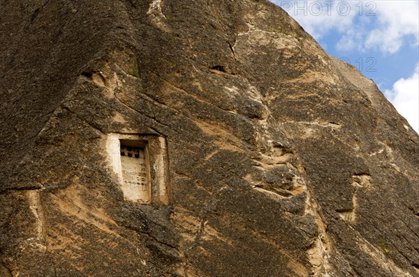 Entrance hole to a dovecote in a tuff cone