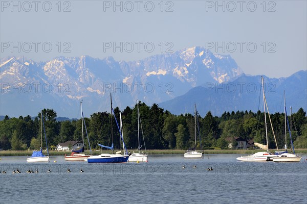 Lake Starnberg in front of Zugspitze Mountain