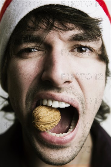 Young Man with a Santa hat