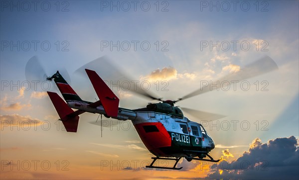 Police helicopter type BK 117 taking off for an operational flight