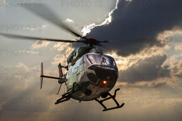 Police helicopter type BK 117 taking off for an operational flight