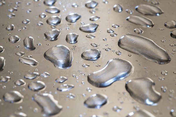 Water droplets on a metal surface