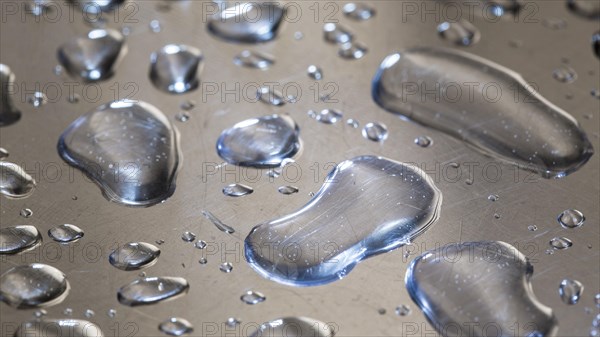 Water droplets on a metal surface