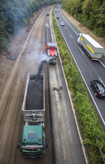 Earthworks on a large highway construction site on the A52 motorway