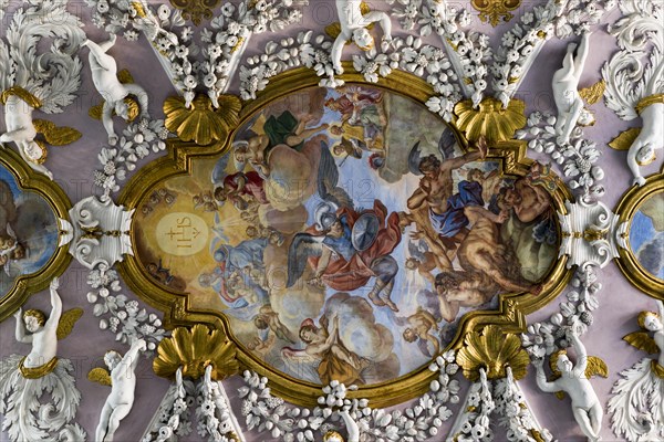 Baroque stucco ceiling with cherubs